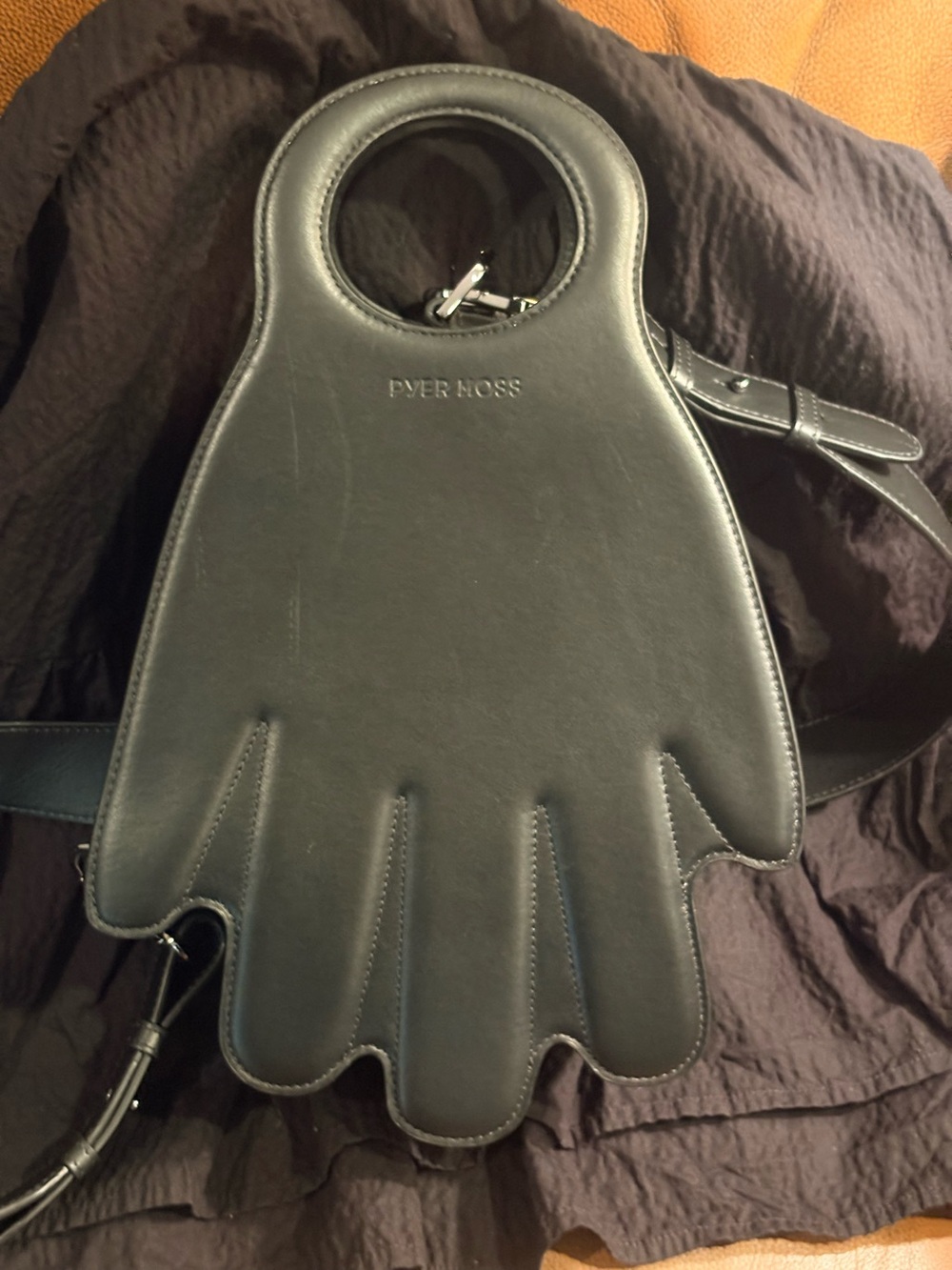 Pyer Moss Black Glove-Shaped Crossbody Bag